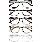 EYEURL Cat Eye Reading Glasses for women - 5 Pack Blue Light Blocking Reading Glasses Ladies +1.50 Fashion Square Frames Magnification with Spring Hinge