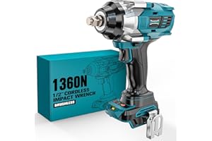 DIYtoolifz Cordless Impact Wrench 1/2 inch for Makita 18V Battery, 1000Ft-lbs Brushless Electric Power Impact Driver Gun Tool, 2100RPM High Torque Impact Wrench with LED Work Light (Tool Only)