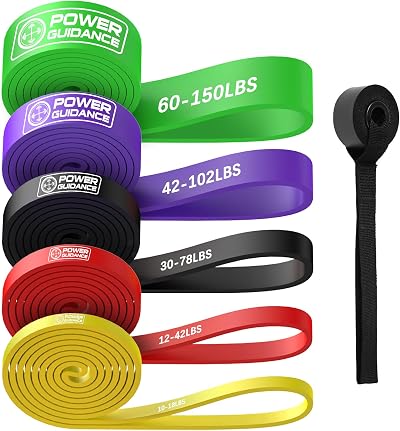 POWER GUIDANCE Resistance Bands Set 5 Levels Yellow Red Black Purple Green