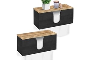 UGIFTT 2 Pack Solid Wood Paper Towel Dispenser Wall Mounted, Folded Paper Towel Holder with Lid, Commercial C-Fold, Z-Fold, Trifold Hand Paper Towel Holder Dispenser for Bathroom Kitchen Office