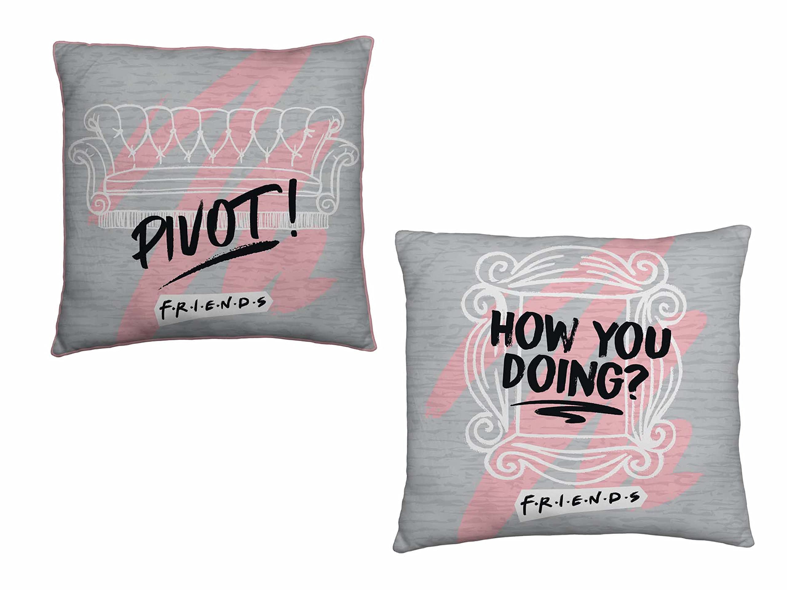 Friends Officially Licensed, Square Cushion Pillow | Coffee Design | Reversible 2 Sided Design