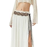 XZQTIVE Women's Boho Disc Belt Concho Western Cowgirl Cowboy Belt for Ladies Wide Vintage Leather Waist Belt for Dress