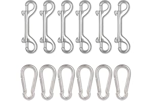 6 Pcs Double Ended Bolt, 3.5in Zinc Alloy Traction Rope Buckle Metal Clip, Double Ended Hook Bolt Snaps Hook with 6 Pack 2in 