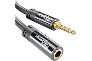 KabelDirekt – Headset Extension Cable – 6ft – Headphone Extension Cord with Break-Proof Metal Plug for Gaming Headsets & Headphones with Microphone, TRRS, 4-Pole, 3.5mm Male to Female