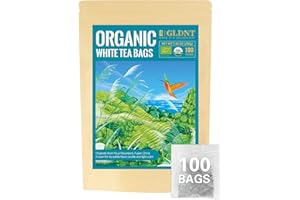GLDNT Organic White Tea Bags, Natural Premium Organic White Tea, Mellow & Delicate Taste, Caffeinated, 100 Count