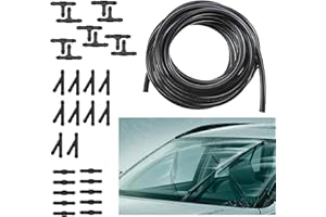 dawfall Car Windshield Washer Hose Kit, Includes 13Ft Rubber Washer Hose with 30 PCS Vehicle Hose Connectors, Universal Automotive Windshield Wash Accessories, Suitable for Cars Trucks SUVs (Black)