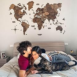 ENJOY THE WOOD 3D Wood World Map Wall Art Large