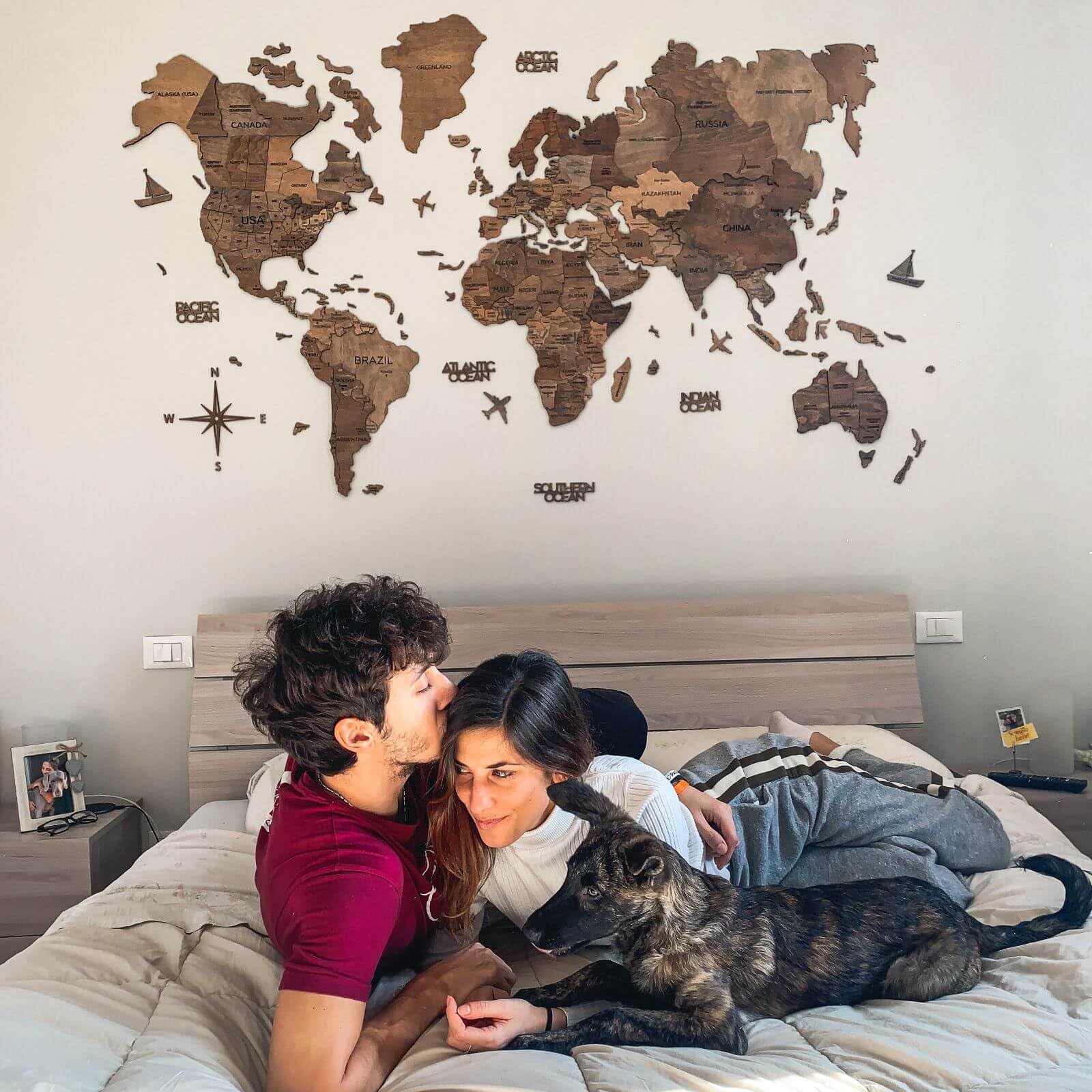 ENJOY THE WOOD 3D Wood World Map Wall Art Large