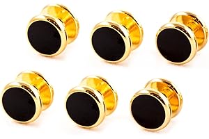Cuff-Daddy 6 Gold Black Shirt Studs