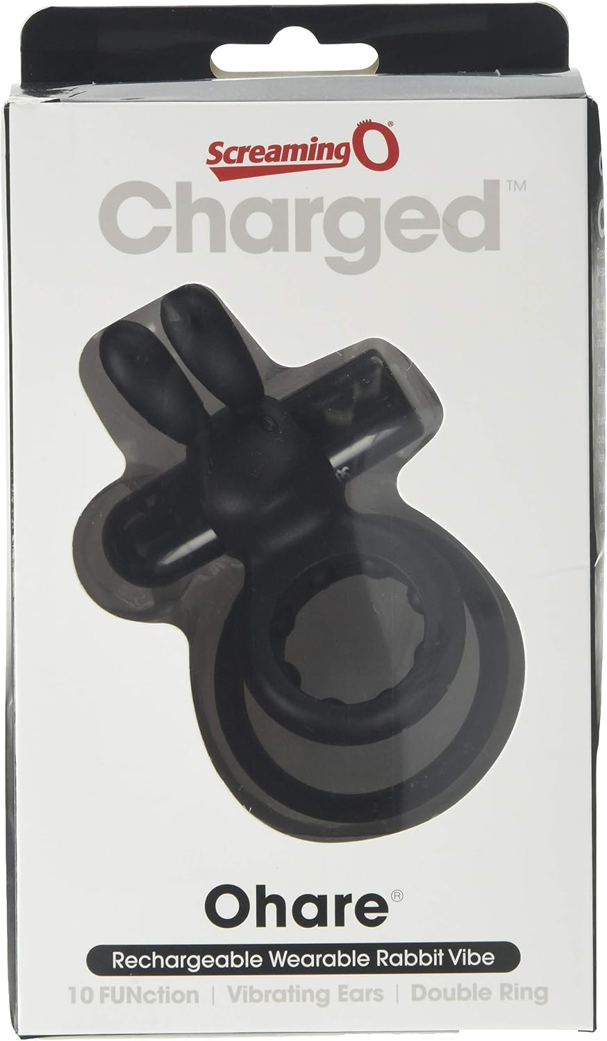 Screaming O Charged Ohare Rechargeable Wearable Rabbit Vibrating Cock Ring, Black, one Size - Image 4