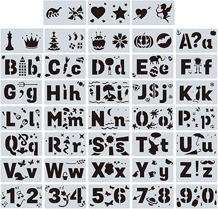 Amazon Com Koogel 100 Designs Alphabet Stencils 38pcs Drawing