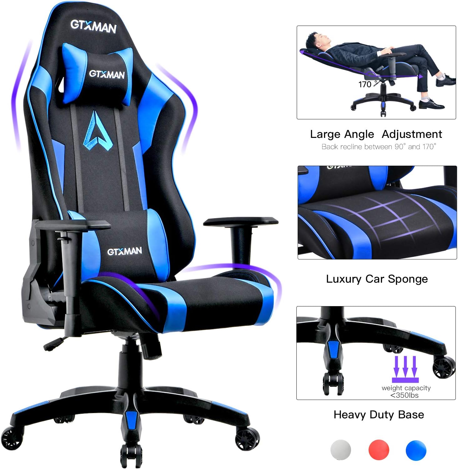 Gtxman Gaming Chair Racing Style Chair Video Game Chair Breathable