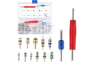 OCR 102PCS Car Air Conditioner Valve Core R12 R134a Automotive Air Conditioning Refrigeration Tire Valve Stem with Double Head Dual Dismantling Remover Tool Assortment Kit