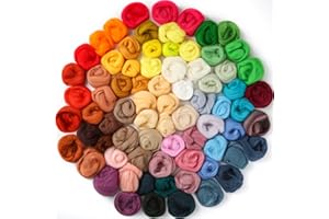 XunYee 200 Pcs Needle Felting Wool 50 Colors Wool Roving Nature Fiber Roving Wool for Felting Roving Yarn Needle Felting Supplies for Crafts DIY Materials Hand Spinning Blending, 3 g Each Pack