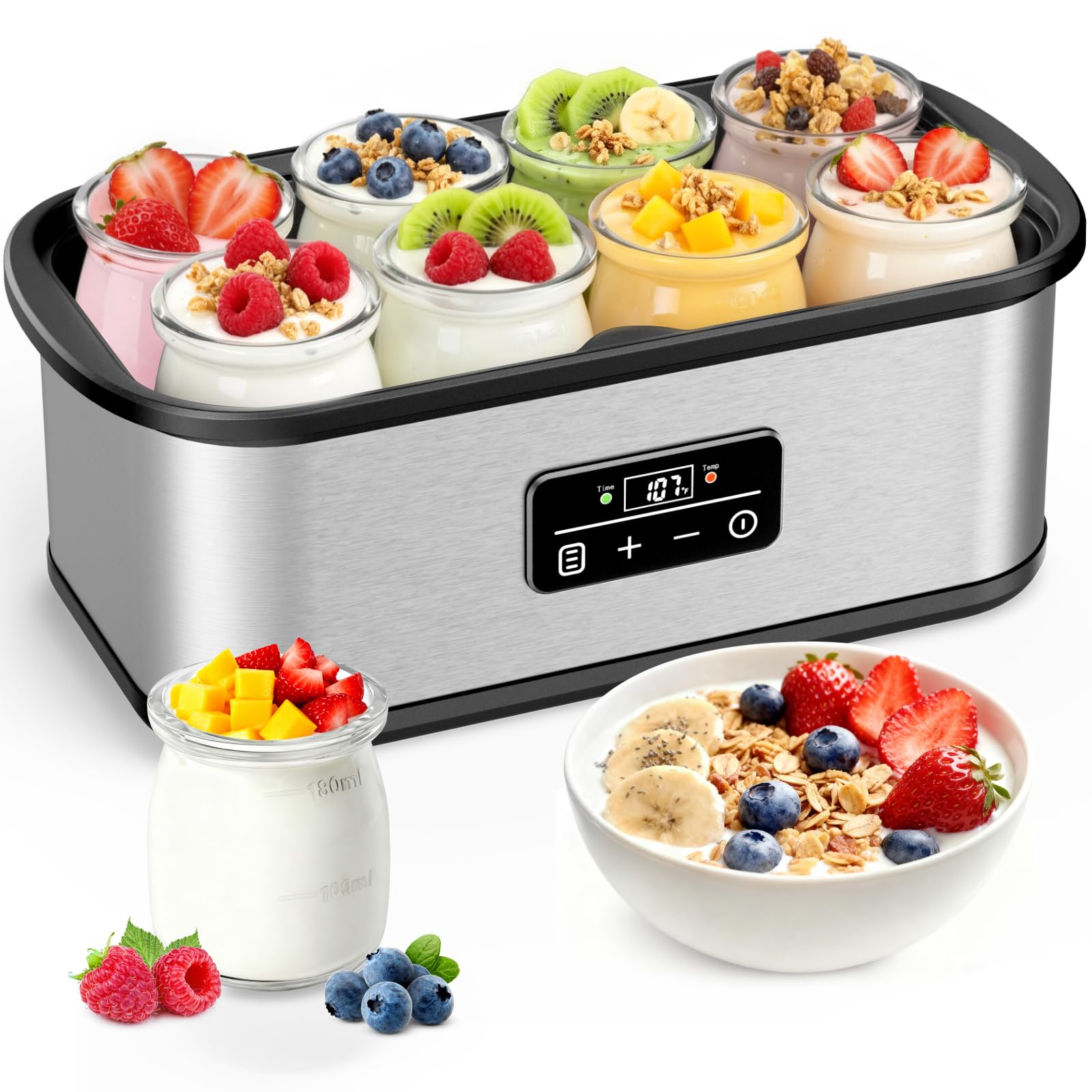 Photo 1 of cewajbaa Yogurt Maker with Adjustable Temperature & Time Control, Probiotic Yogurt Maker Machine with 8 Glass Jars, Automatic Shut-Off for Homemade Probiotic Yogurt, Promoting Gut Health?48OZ?