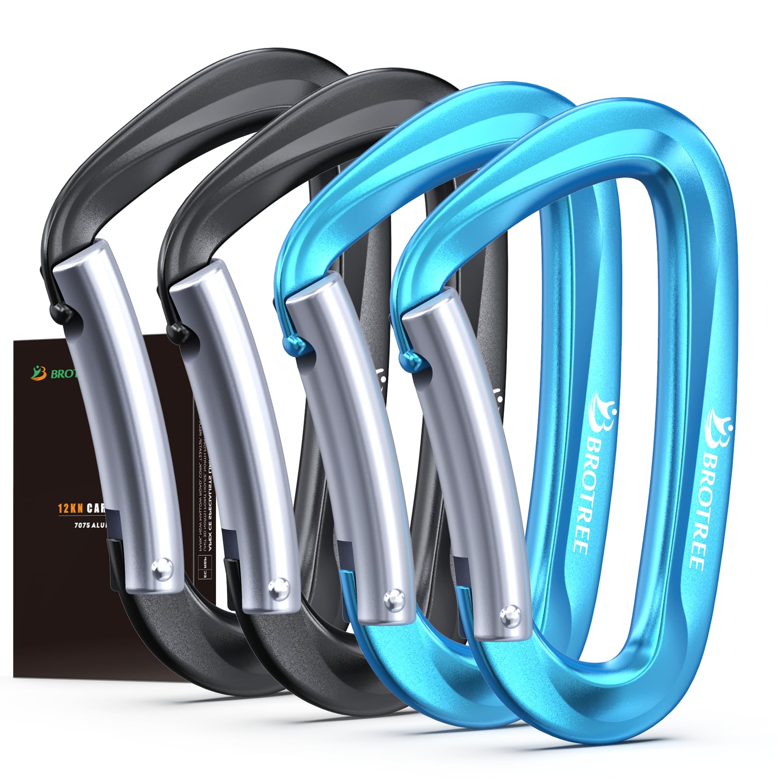 BROTREE Locking Carabiner Clips 12KN (1200 kg) Heavy Duty Carabiners for Hammock, Camping, Hiking, Backpack and More (2 or 4 Packs)