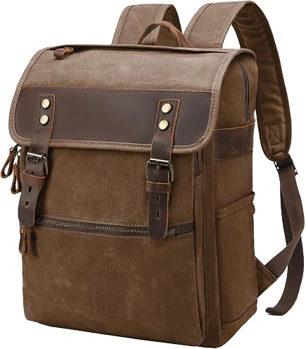 cuero Fathers Day Gift Full Grain Leather Backpack for Men - 17 Inch Laptop Bag - Vintage Travel Rucksack