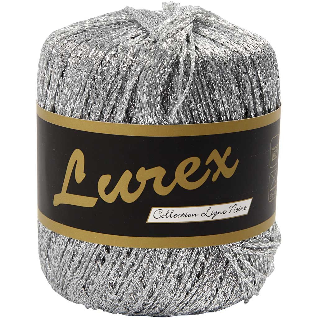 Creativ 100263 Glitter Yarn, L: 160 m, silver, 25g, Metal