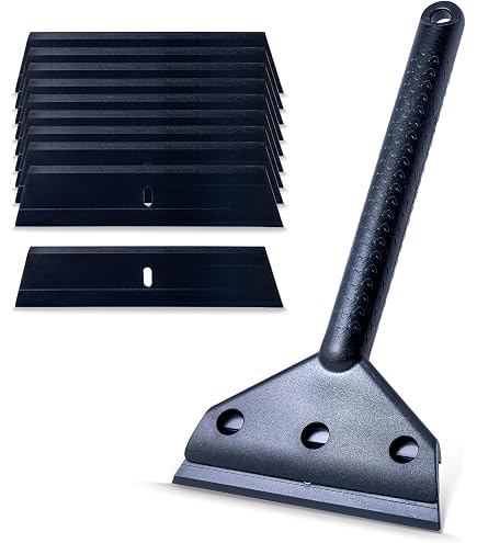 Ultimate Surface Scraper Set – 4-Pack (2 Regular, 2 Mini) – Patented Resin (45% Glass, 55% Plastic) With Plastic Handle & Blade, Dishwasher Safe For Stovetops, Hardwood, And Cookware