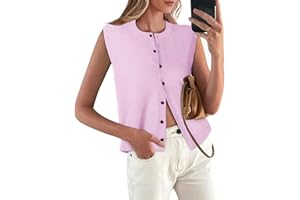 COCCKO Sweater Vest Women Crewneck Button Down Tank Tops Sleeveless Knit Cardigan Crop Tops 2025 Fashion Outfits