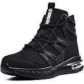 Hogent Steel Toe boots for Men Women Comfortable Lightweight Mens Work Boots with Air Cushion Puncture Proof Indestructible Safety Shoes for Construction & Warehouse Jobs