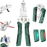Rinhtma 14-in-1 Wire Stripper with Rechargeable Voltage Detection &amp; Alarm | Detectable 12-220V, 2026 New Heavy-Duty Electrical Pliers&amp; Wire Cutters&ndash;for Professional and Home Use (Green)