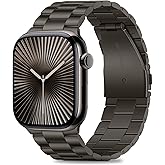 HITZEE Compatible with Apple Watch Band 46/45/44/42mm Business Stainless Steel Metal Strap Men Women Link Bands Compatible for iWatch SE3-1 Series 11 10 9 8 7 6 5-1, 42/44/45/46mm Graphite