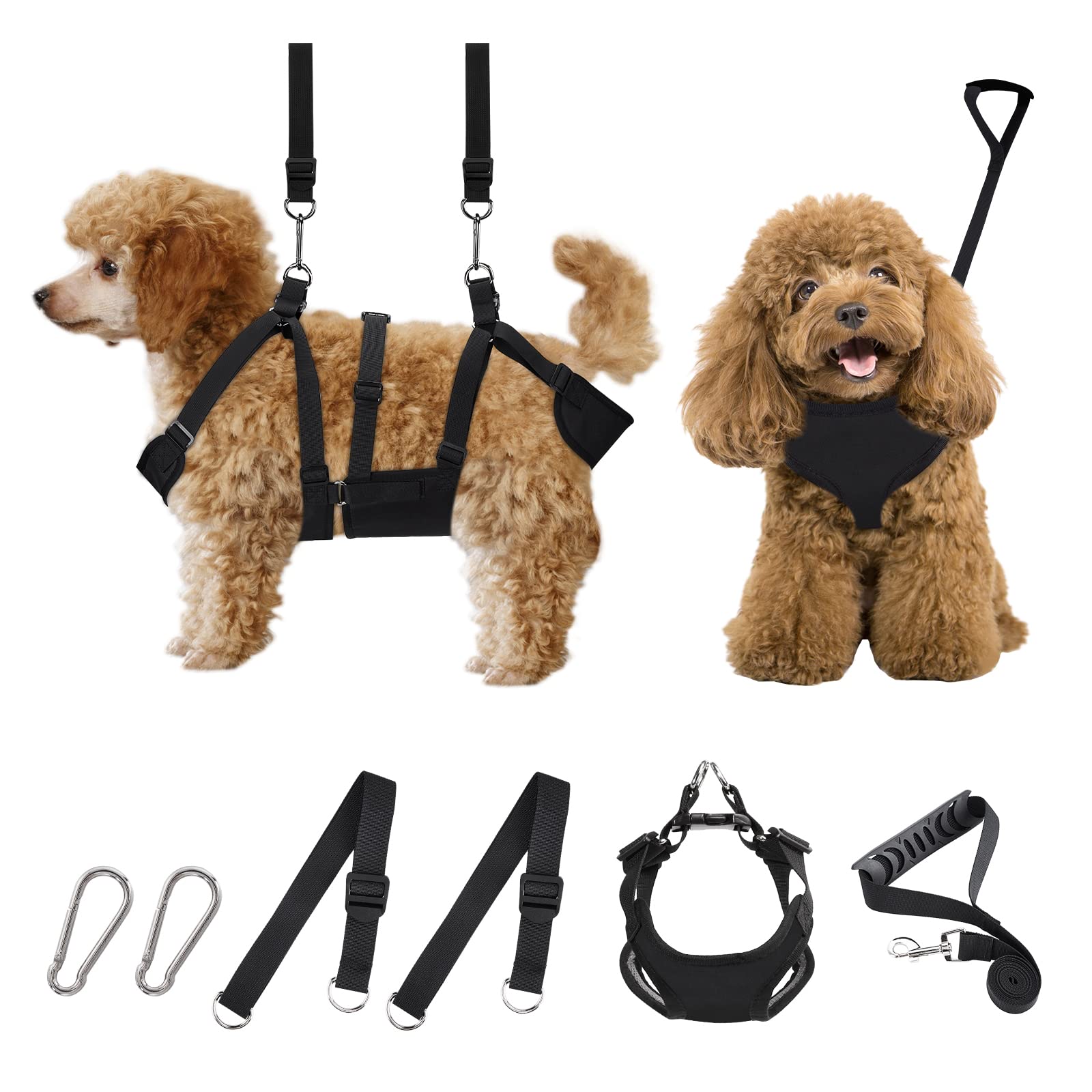Photo 1 of 2 in 1 Pet Grooming Hammock with No-Pull Harness, Disassembles into Leash, Adjustable Loop/Leash, Stainless Hooks, Small Size for Cat/Dog
