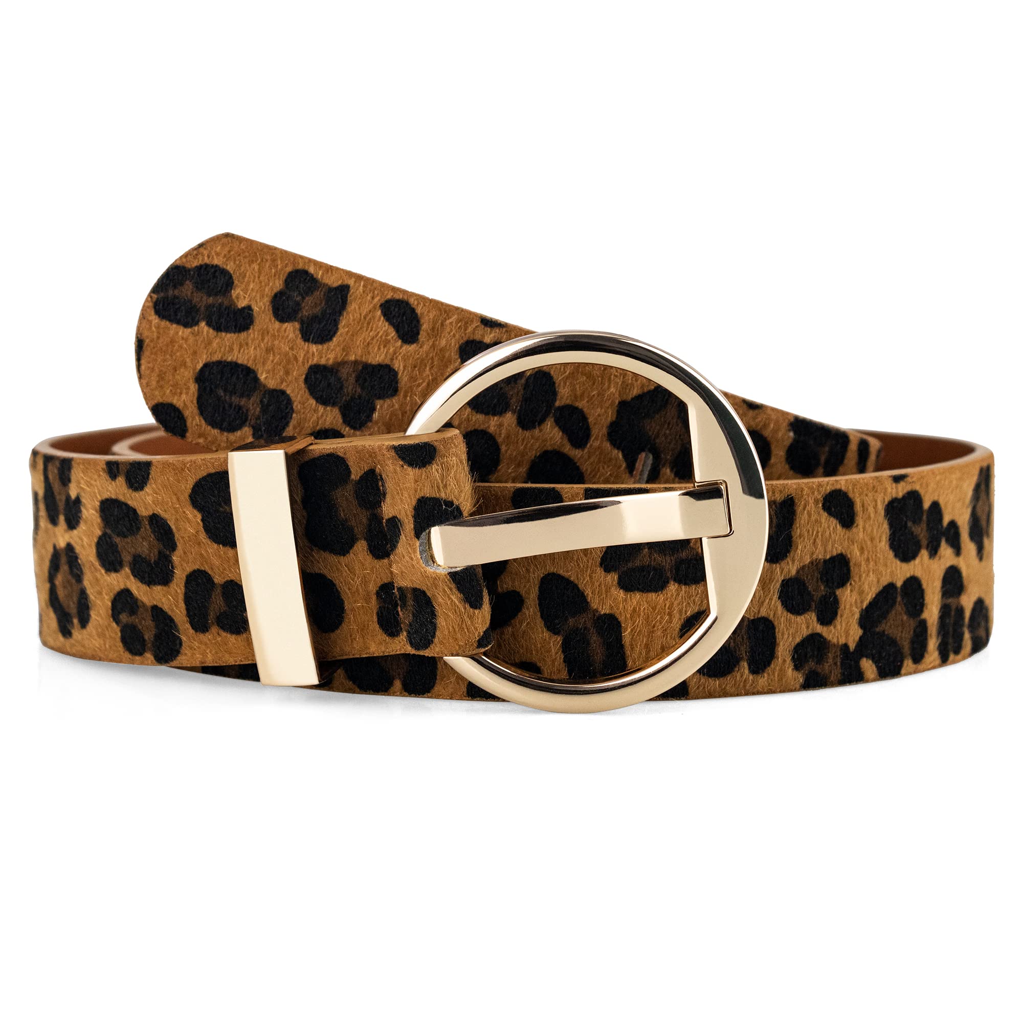 Fashion Women\'s Leather Belt with Gold Buckle for Jeans and Dress JASGOOD Women Skinny Leather Belt for Jeans Pants Fashion  main image 4