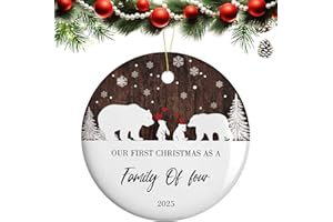 CHAMCRAN Babys First Christmas Ornaments 2025, Ceramic Christmas Keepsake for New Parents Our First Christmas as a Family of 