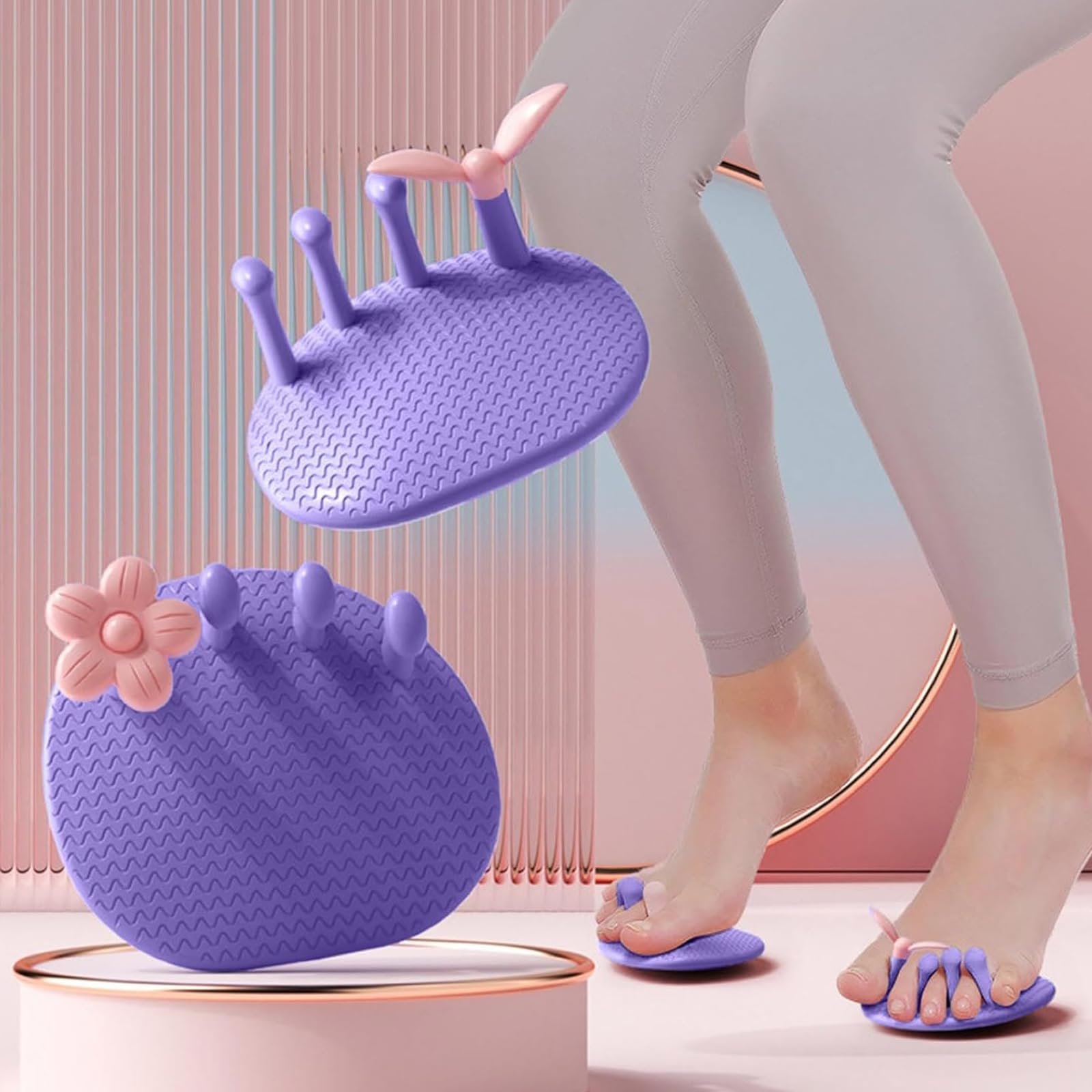 Photo 1 of Foot Arch Trainer Massager, Toe Stretcher, Calf and Glute Exercise Tool, Feet Massagers to Improve Foot Bunion Toe Training Thin Calves Legs Purple