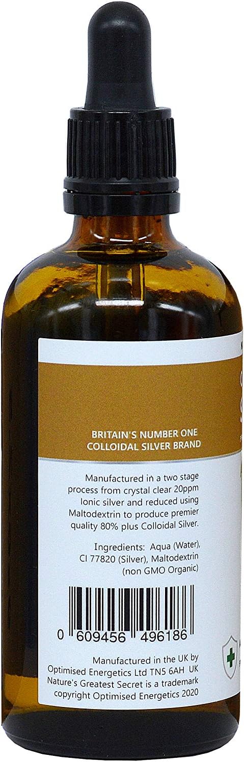 Nature's Greatest Secret True Premium Quality Antibacterial Colloidal Silver Dropper Bottle 100ml, Amber, 100 ml (Pack of 1) - Image 3