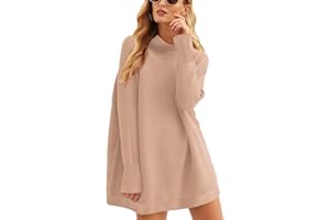 ANRABESS Women 2023 Trendy Casual Turtleneck Batwing Sleeve Slouchy Oversized Ribbed Knit Tunic Sweaters Pullover