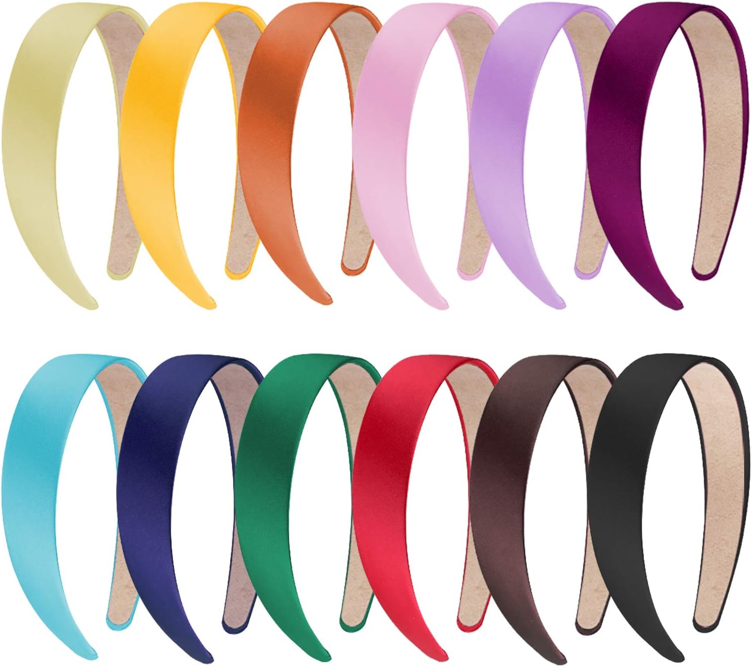 SIQUK 12 Pieces Satin Headbands 1 Inch Wide Non-slip Headband Colourful Headbands DIY Headband for Women and Girls,12 Colours