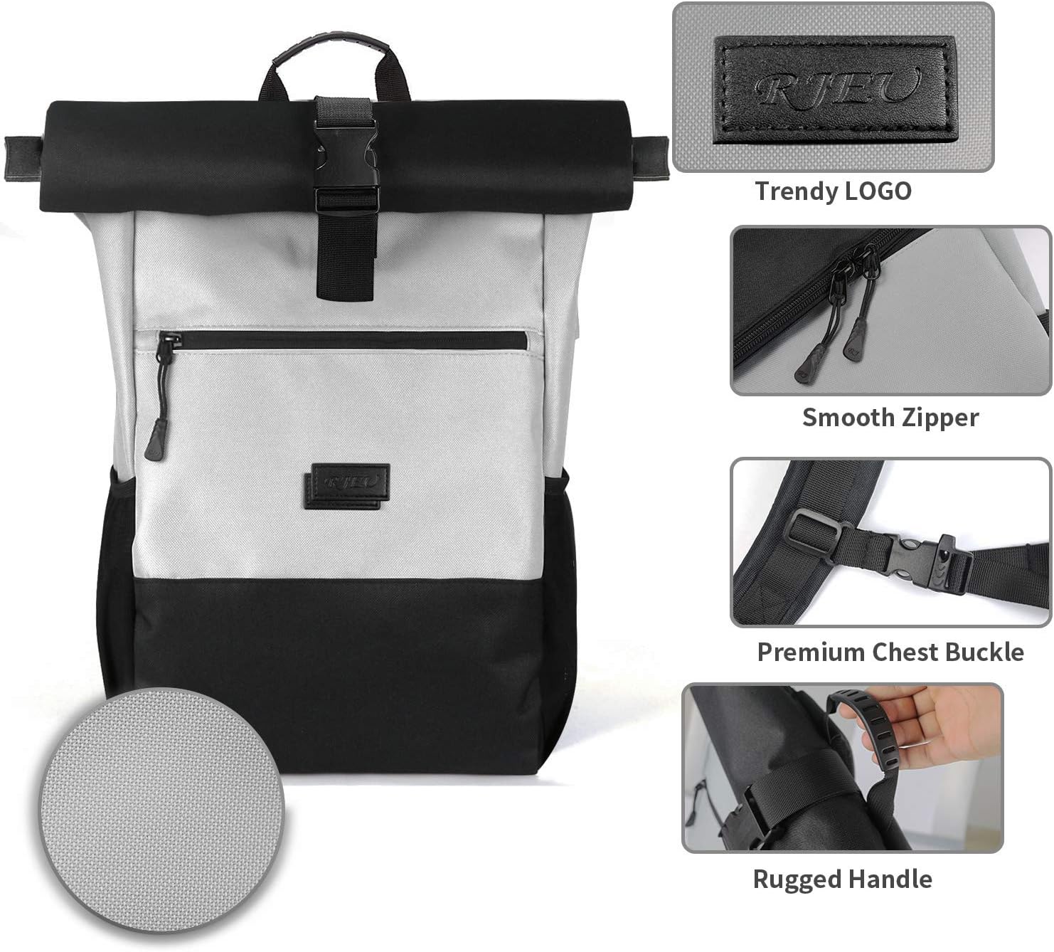 RJEU Laptop Backpack 17.3" Computer, Black Gray, fits for 17in laptop - Image 3