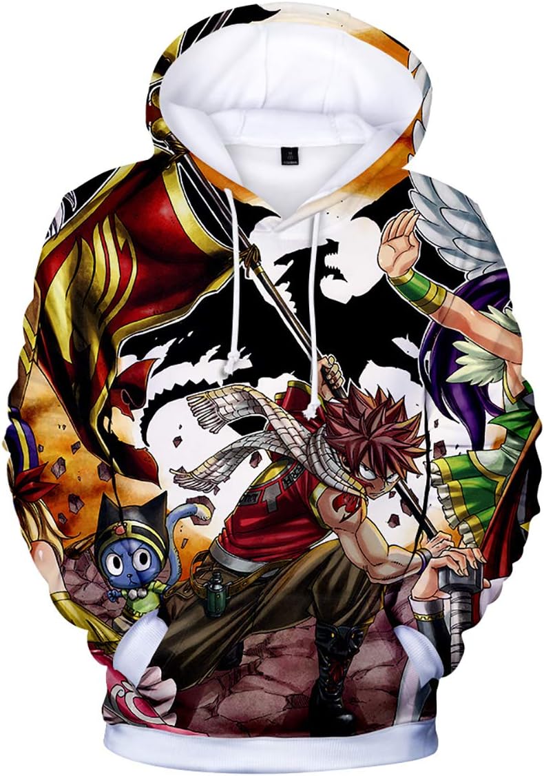 HEY XQ Men's Hoodies,3D Print for Anime Fairy Tail Element Graphic Comfortable Breathable Fashion Hoodies,Long Sleeve Polyester Couple Outdoor Durable T-Shirt M-4XL