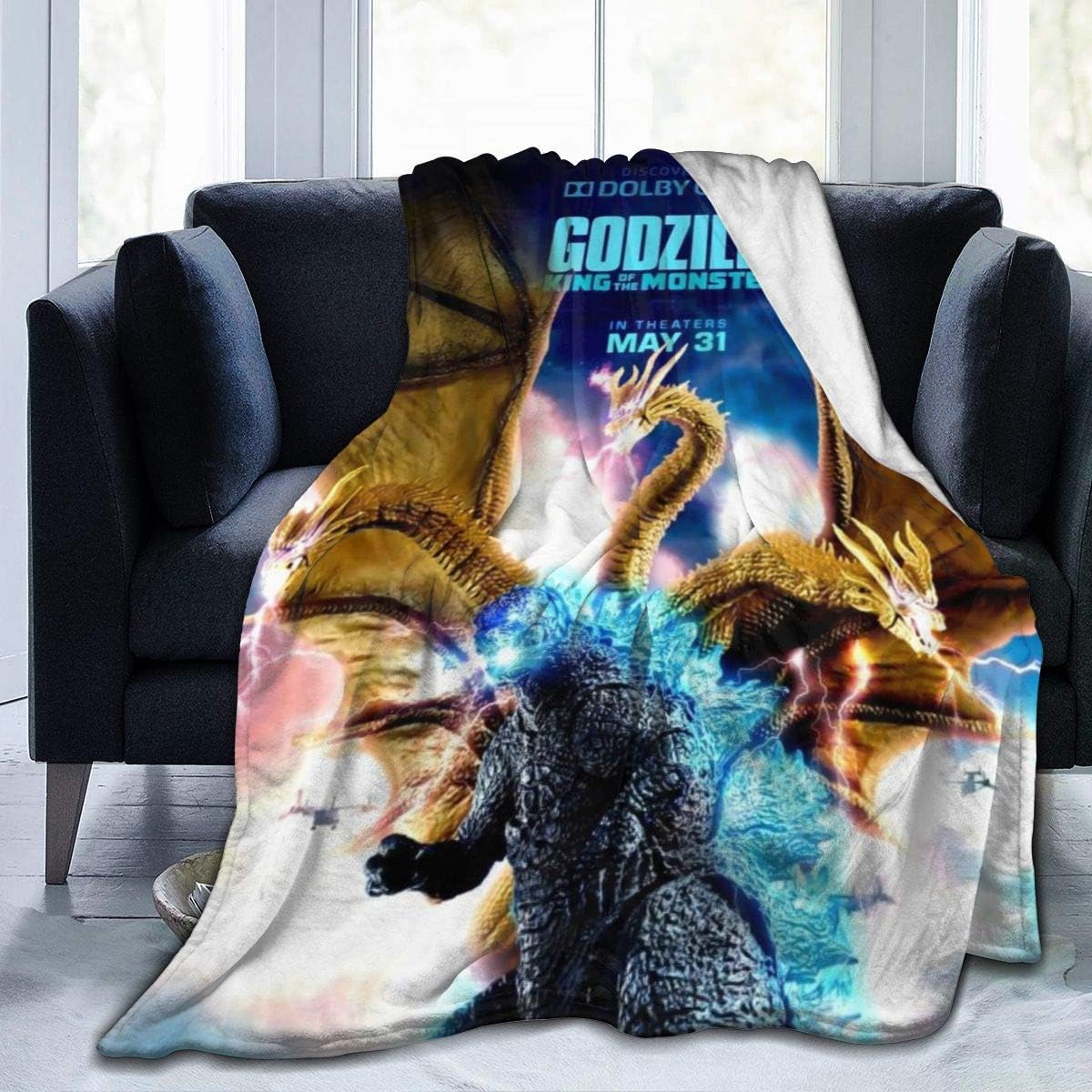 Custom Godzilla Bed Soft Throw Fleece Sofa Blanket Blankets Throws