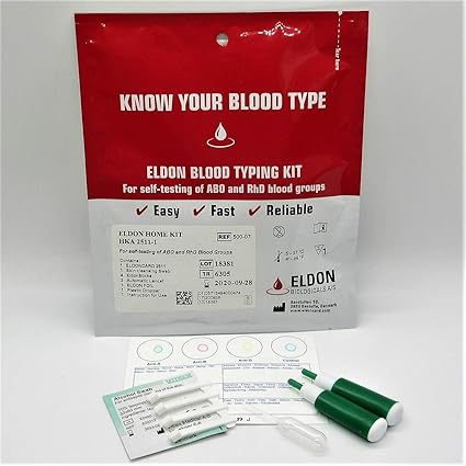 Amazon Com Eldoncard Blood Type Test Complete Kit Air Sealed Envelope Safety Lancet Micropipette Cleansing Swab Health Personal Care