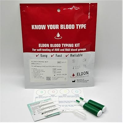 Eldoncard Blood Type Test (Complete Kit) - Air Sealed Envelope, Safety Lancet, Micropipette, Cleansing Swab