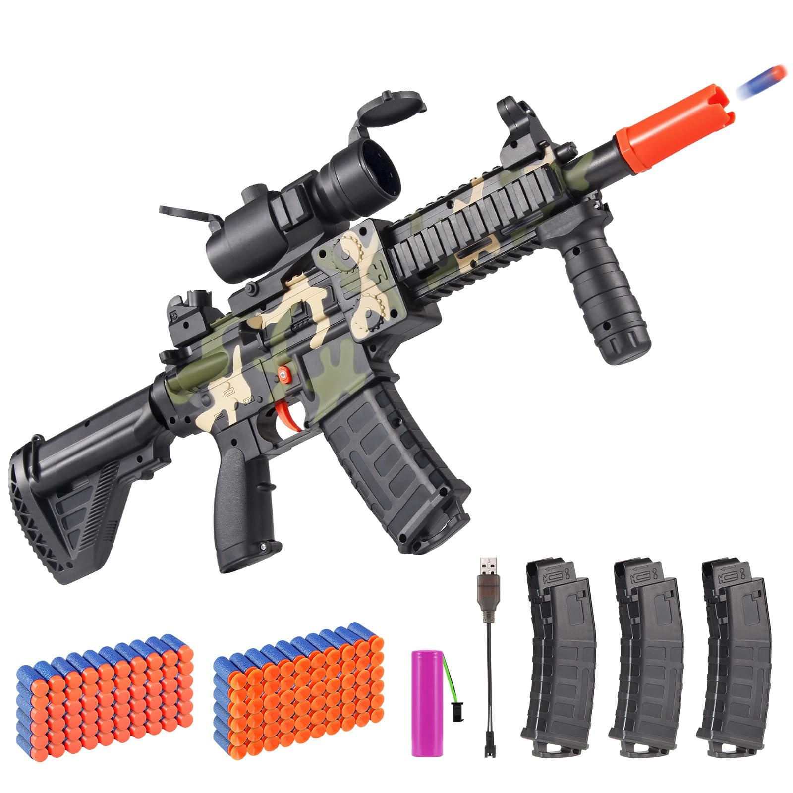 Photo 1 of Realistic Toy Foam Blaster Gun - Electric Sniper Rifle with Scope 120 Soft Bullets 3 Magazines, Automatic Dart Gun for Boy Ages 8-12 Years Old, Indoor Outdoor Gifts for Adult Kid Christmas Birthday