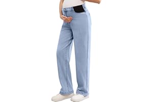 Yornobly Women's Maternity Jeans Mid-Rise Straight Leg Relaxed Fit Denim Pants for Pregnancy and Postpartum