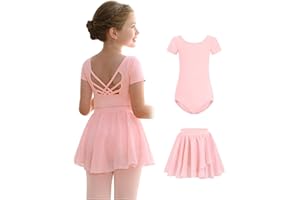 MdnMd Long Sleeve Dance Ballet Leotards for Girls Toddler Skirt Combo Ballerina Dresses Outfit Hollow Knot Back
