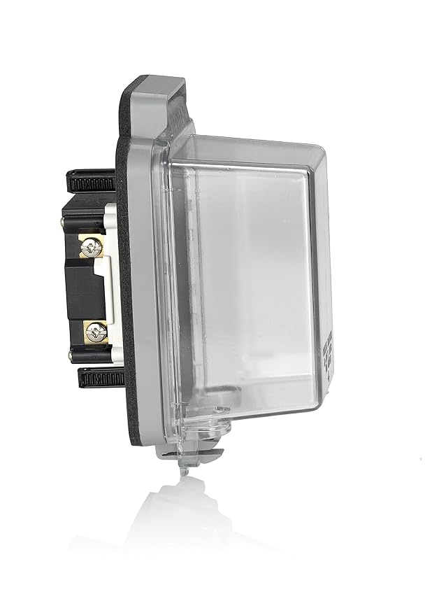 Leviton 86594CGY Cheetah Bubble Cover with 15Amp GFCI Receptacle