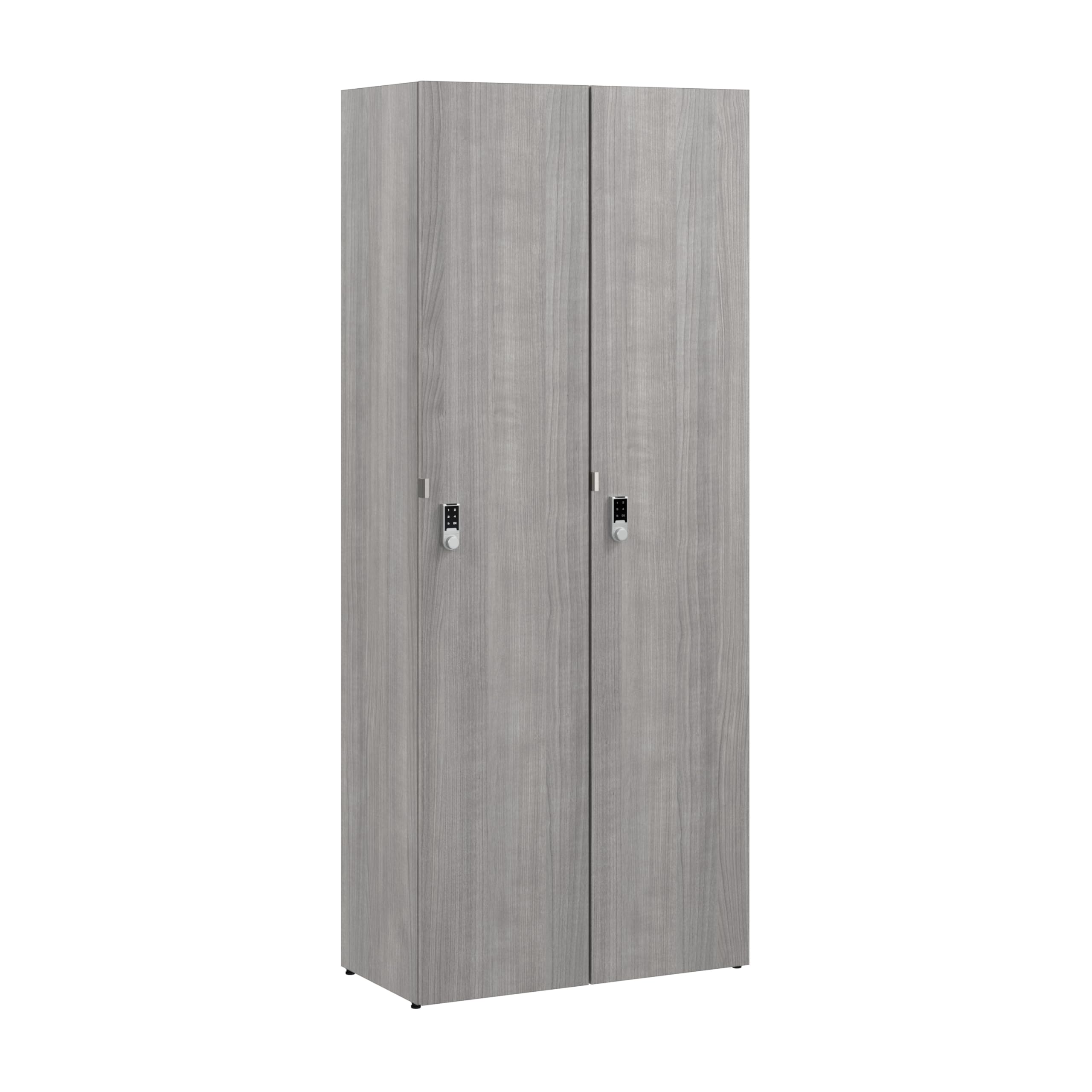 Photo 1 of **CORNER DENT DAMAGE**Bush Business Furniture Single Tier 2 Door Storage Locker with Keypad Locks, Office Furniture, Assure Collection, Platinum Gray