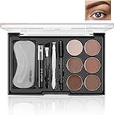 Boobeen Eyebrow Gel, 6-color Eyebrow Makeup Kit with 4 Eyebrow Stencils, 2 Eyebrow Brushes, 1 Eyebrow Pencil and 1 Tweezer, Waterproof Long Lasting Eyebrow Pomade to Define & Shape & Fill Brows