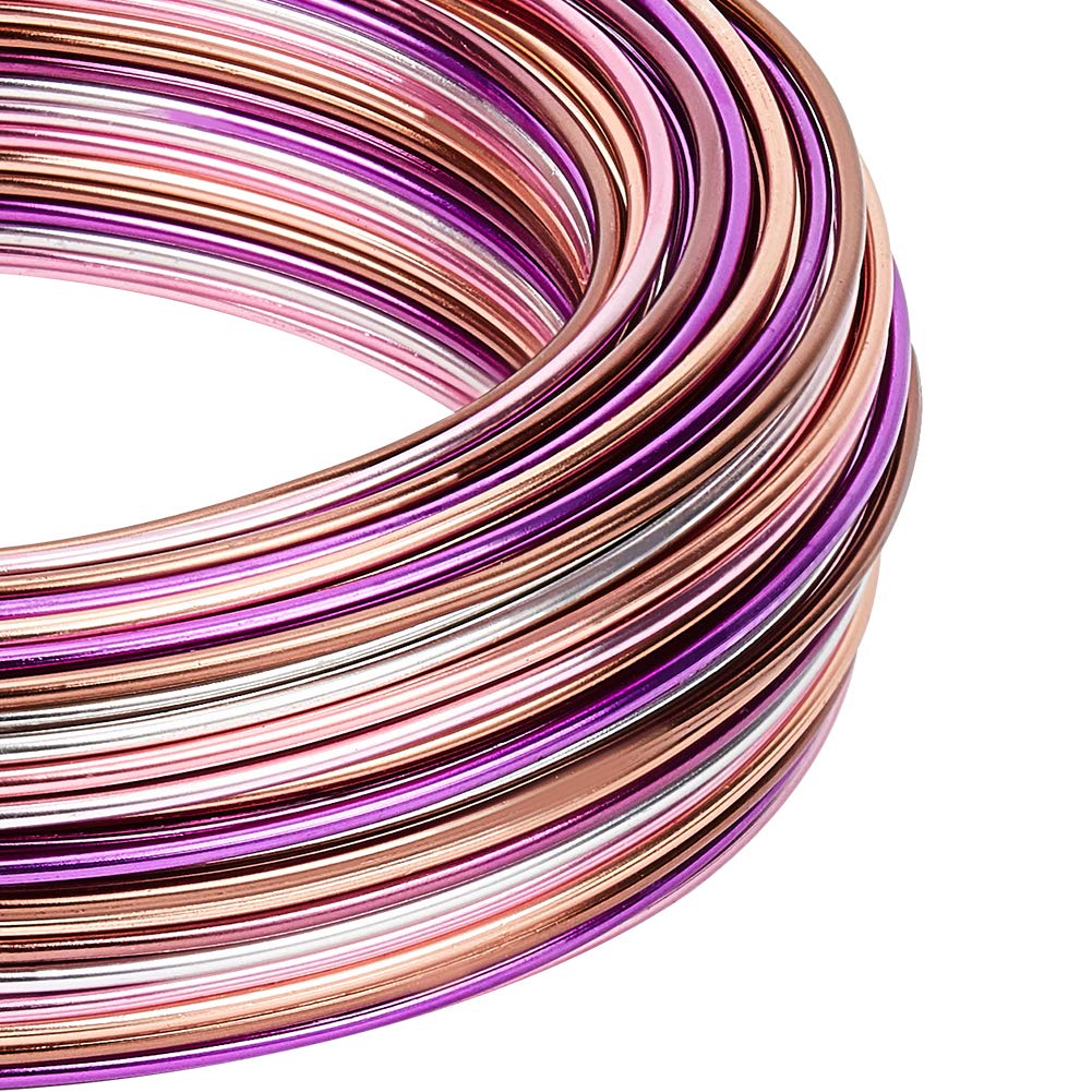 BENECREAT Multicolor Jewelry Craft Aluminum Wire (15 Gauge/1.5mm, 136 Feet/41m) Bendable Metal Wire with Storage Box for Jewelry Beading Craft Project - Silver, Pink, Brown, Purple, Sienna