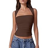 QINSEN Women's Square Neck Slim Fit Tank Top