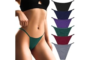 Levao Cotton Underwear for Women High Cut String Bikini Panties Breathable String Briefs Plus Size Cheeky Multipack (S-2XL)