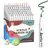 Arrtx 90 Colors Paint Markers, Acrylic Paint Pens for Artists Adults Coloring Drawing - Extra Brush Tip for Rock Painting, Wo