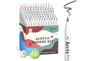 Arrtx 90 Colors Paint Markers, Acrylic Paint Pens for Artists Adults Coloring Drawing - Extra Brush Tip for Rock Painting, Wood, Canvas, DIY Crafts Making Art Supplies